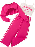 Stylish Girls 3 Piece Sweatpants Set with Long Sleeve Crop Shirts