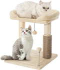 Small Cat Tree Tower 4-in-1 Scratcher and Perch - Compact Play Center