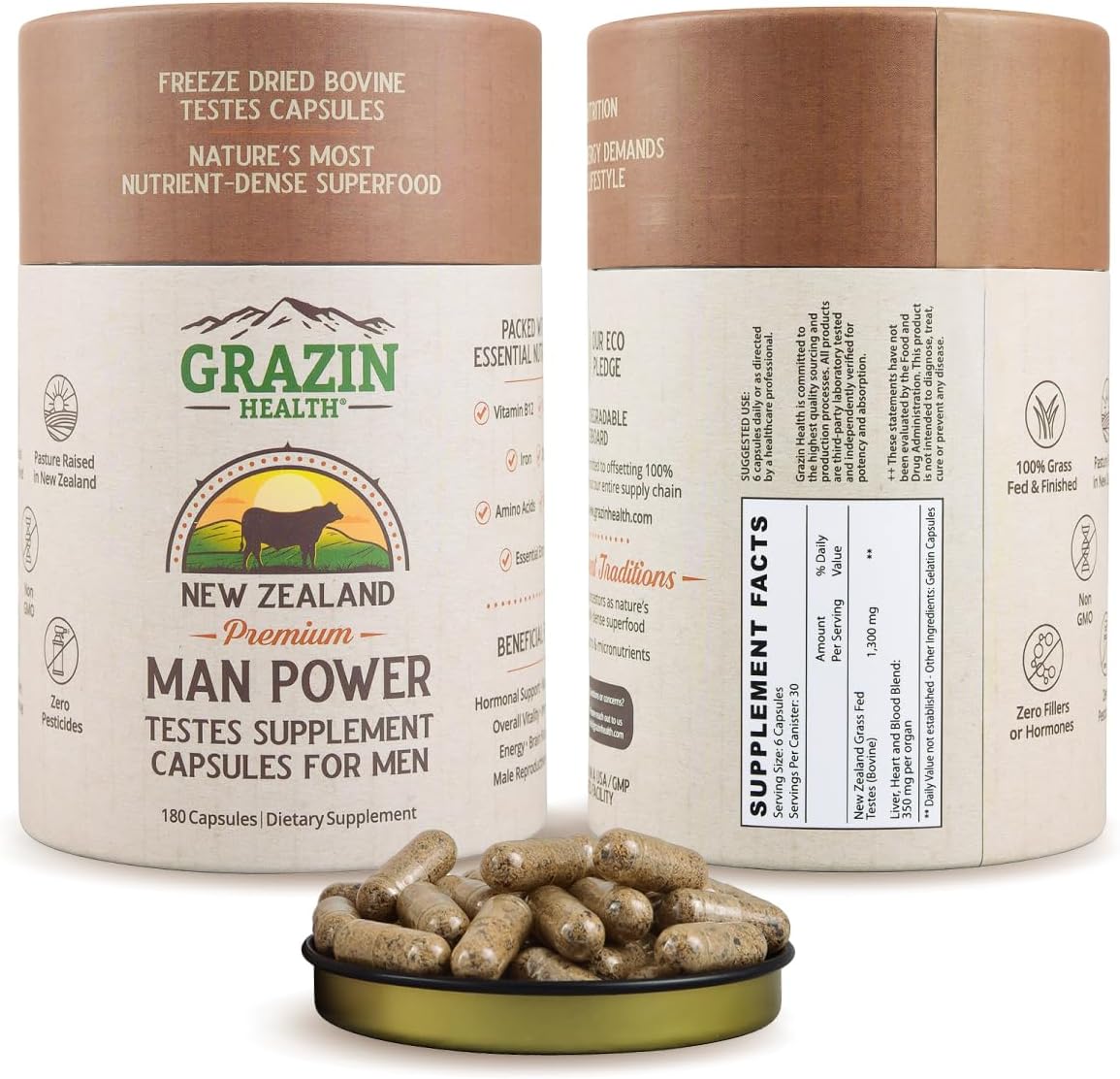 Grass Fed Bovine Testes Capsules for Energy Support and Vitality