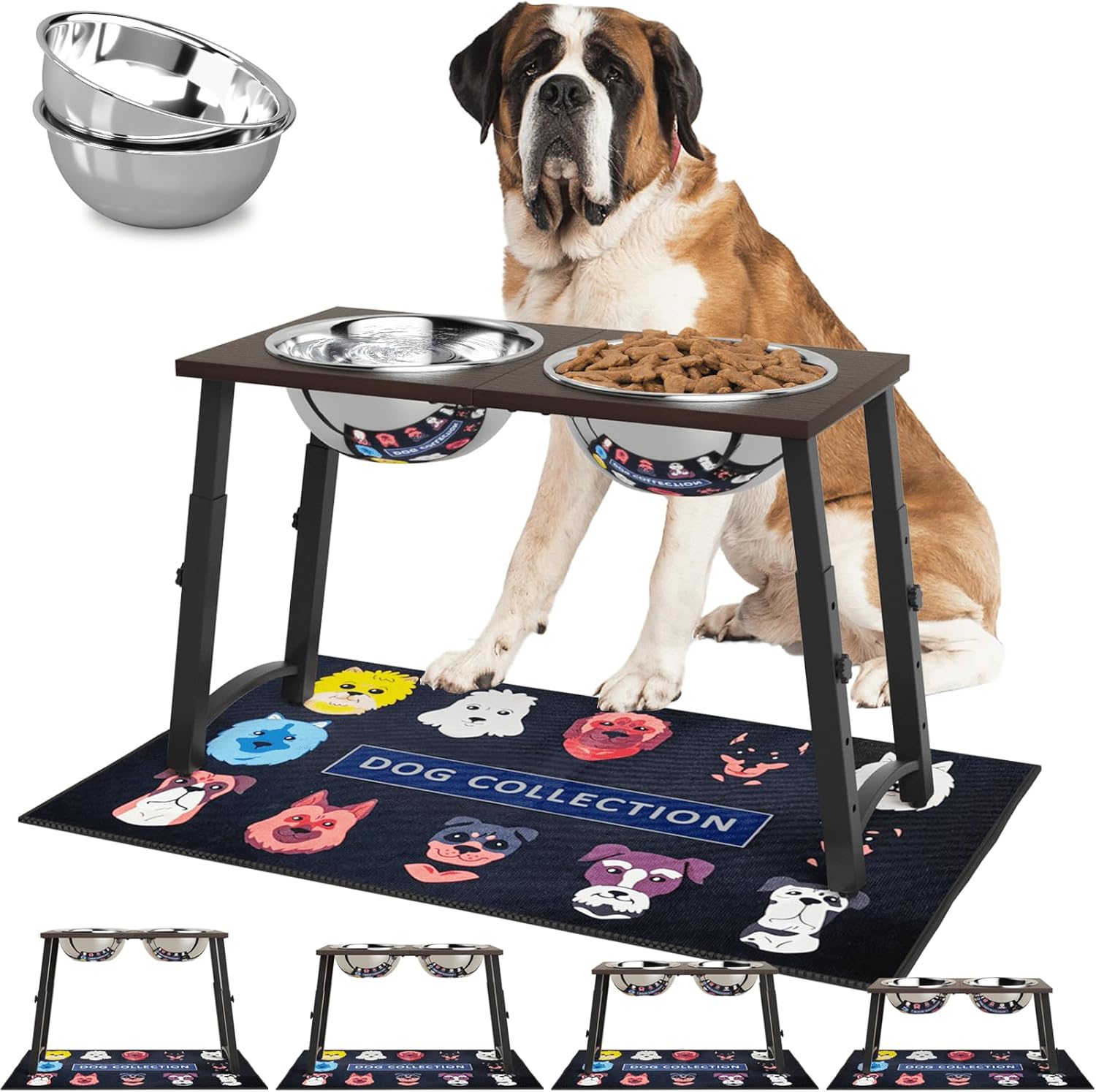 Elevated Dog Bowls for Large Dogs with Adjustable Heights