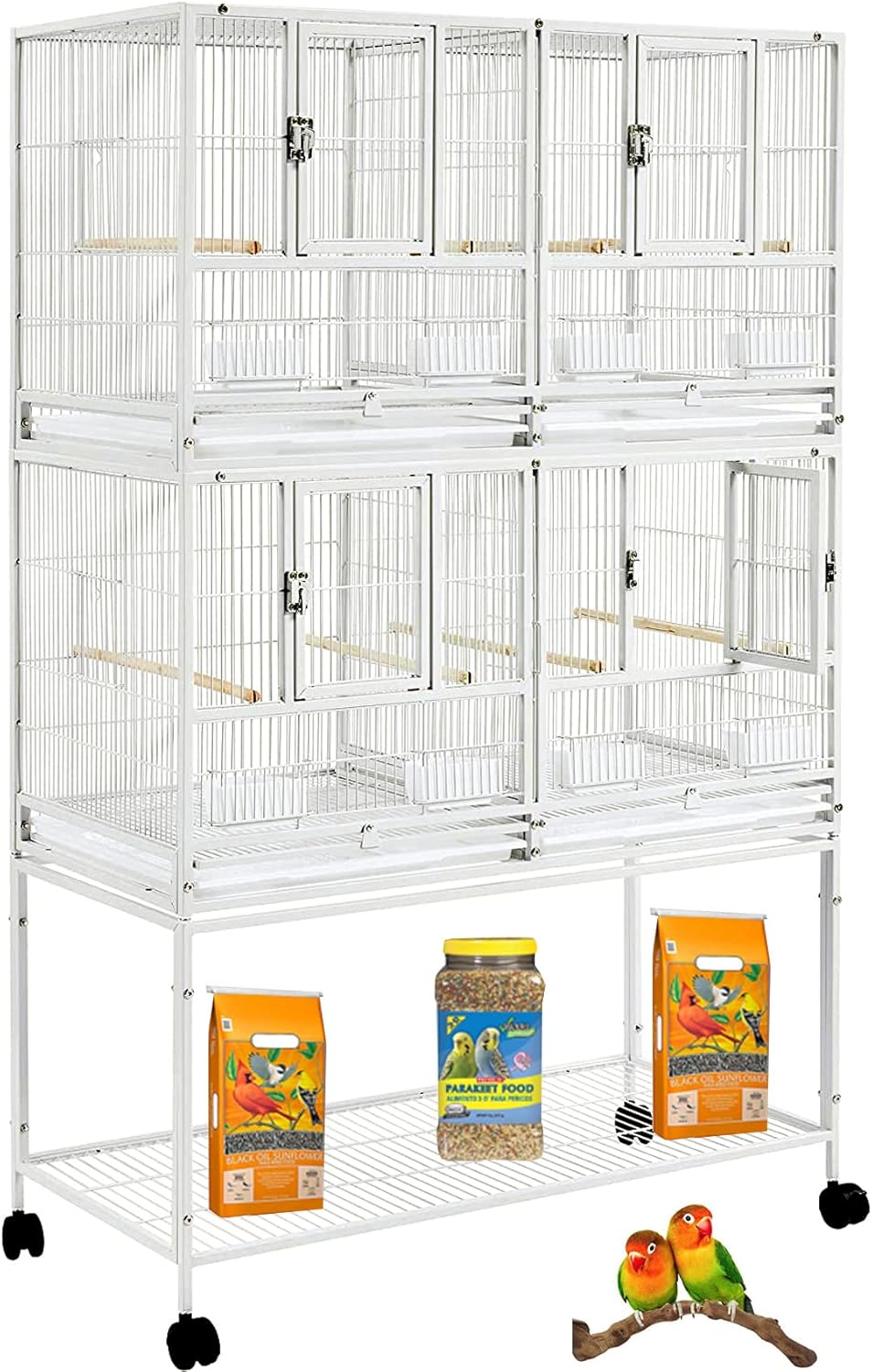 Stackable Center Divided Breeder Cage for Small Birds