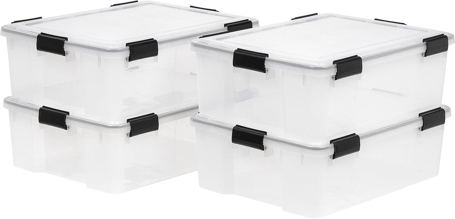 IRIS USA WeatherPro 41 Qt Storage Bins - Stackable and Secure