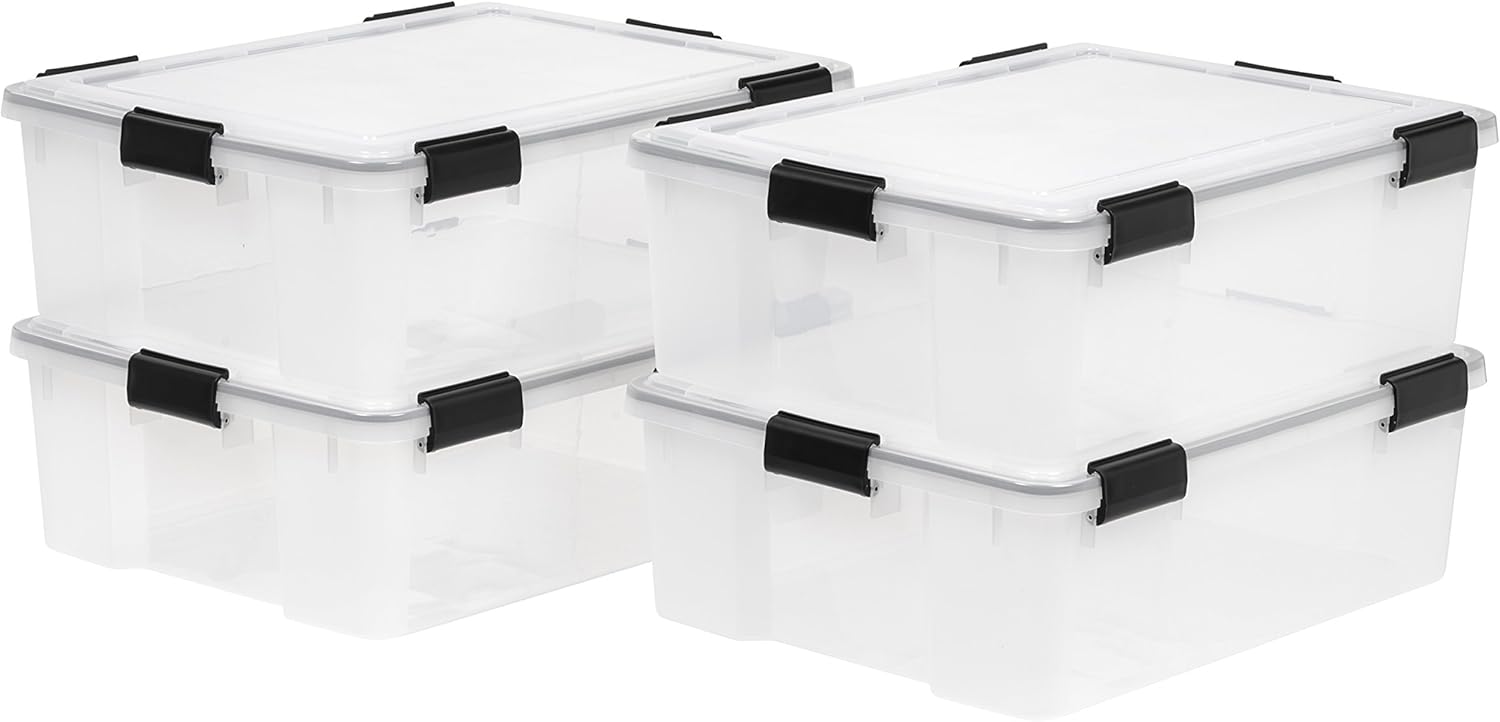 IRIS USA WeatherPro 41 Qt Storage Bins - Stackable and Secure