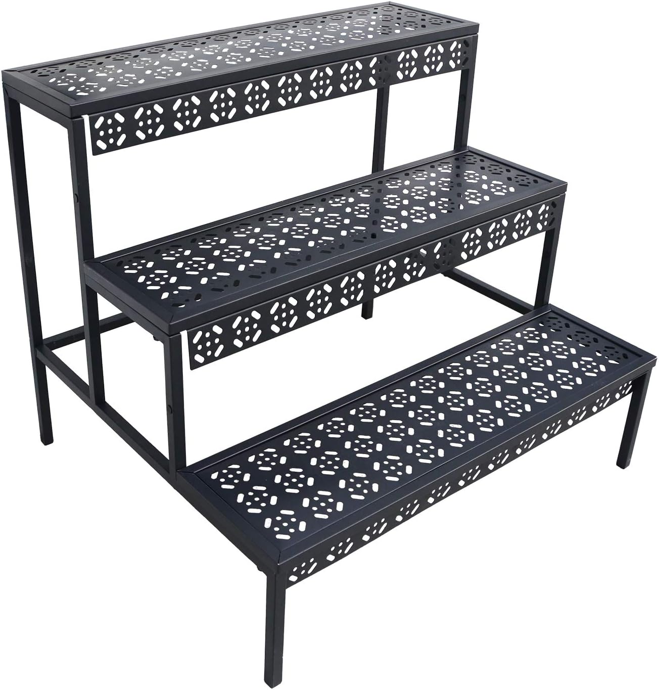 3 Tier Stair Style Large Metal Plant Stand for Indoor Outdoor Use
