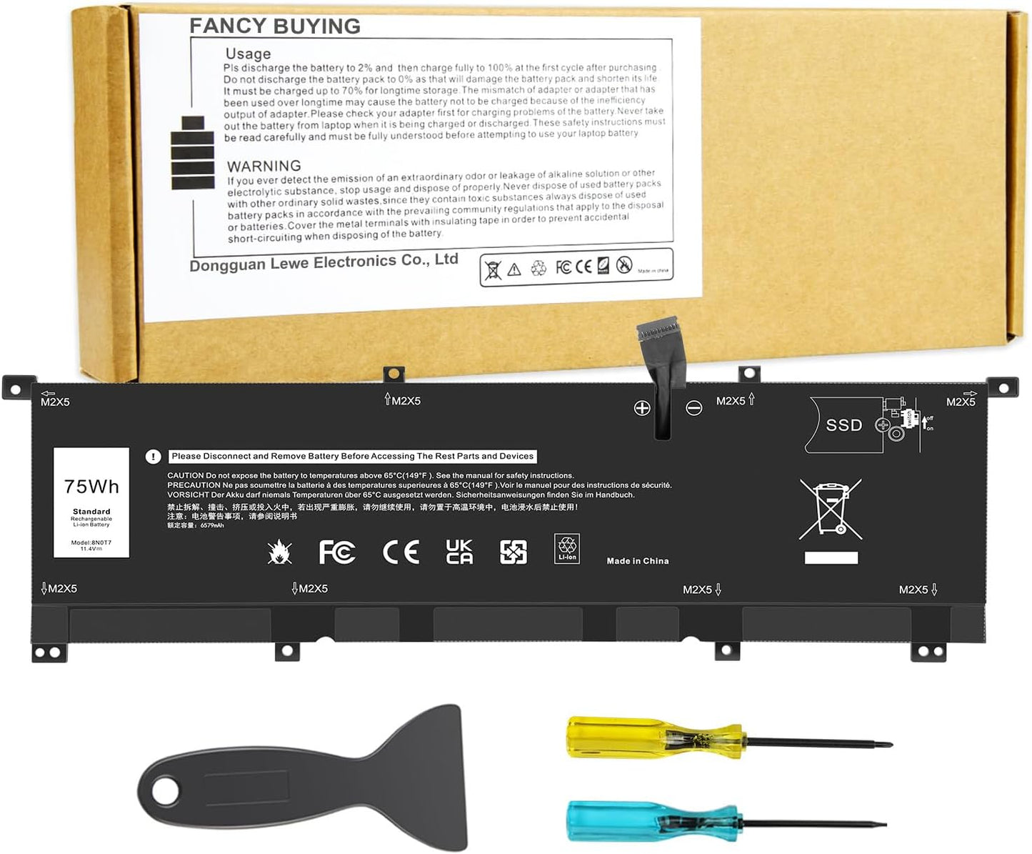 8N0T7 Laptop Battery for Dell XPS 15 9575 Precision 5530