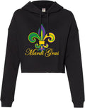 Go All Out Fleur De Lis Mardi Gras Fleur De Gras Women Cropped Hooded