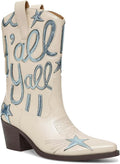 Metallic Cowboy Boots for Women Mid Calf Pointed Toe