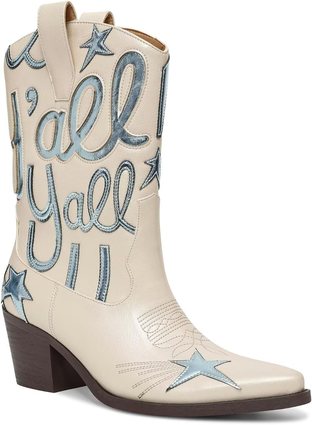 Metallic Cowboy Boots for Women with Stylish Embroidery Design
