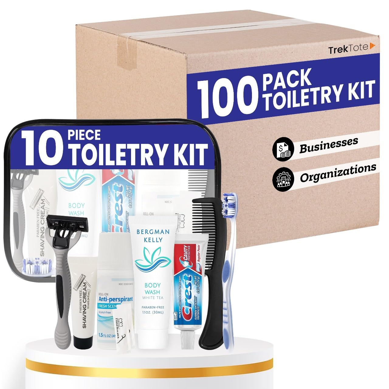Bulk Hygiene Kit for Men and Women - 100 Travel Toiletry Sets