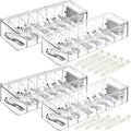 Cable Organizer Box 4 Pack with 40 Wire Ties - Clear Stackable Set