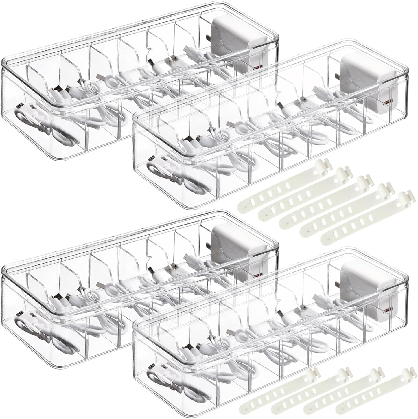 Clear Cable Organizer Box Set - Tidy Cords Easily!