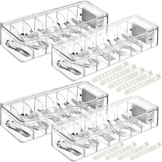 Clear Cable Organizer Box Set - Tidy Cords Easily!