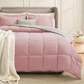 Homelike Moment Twin Comforter Set Pink/Grey - Lightweight Reversible