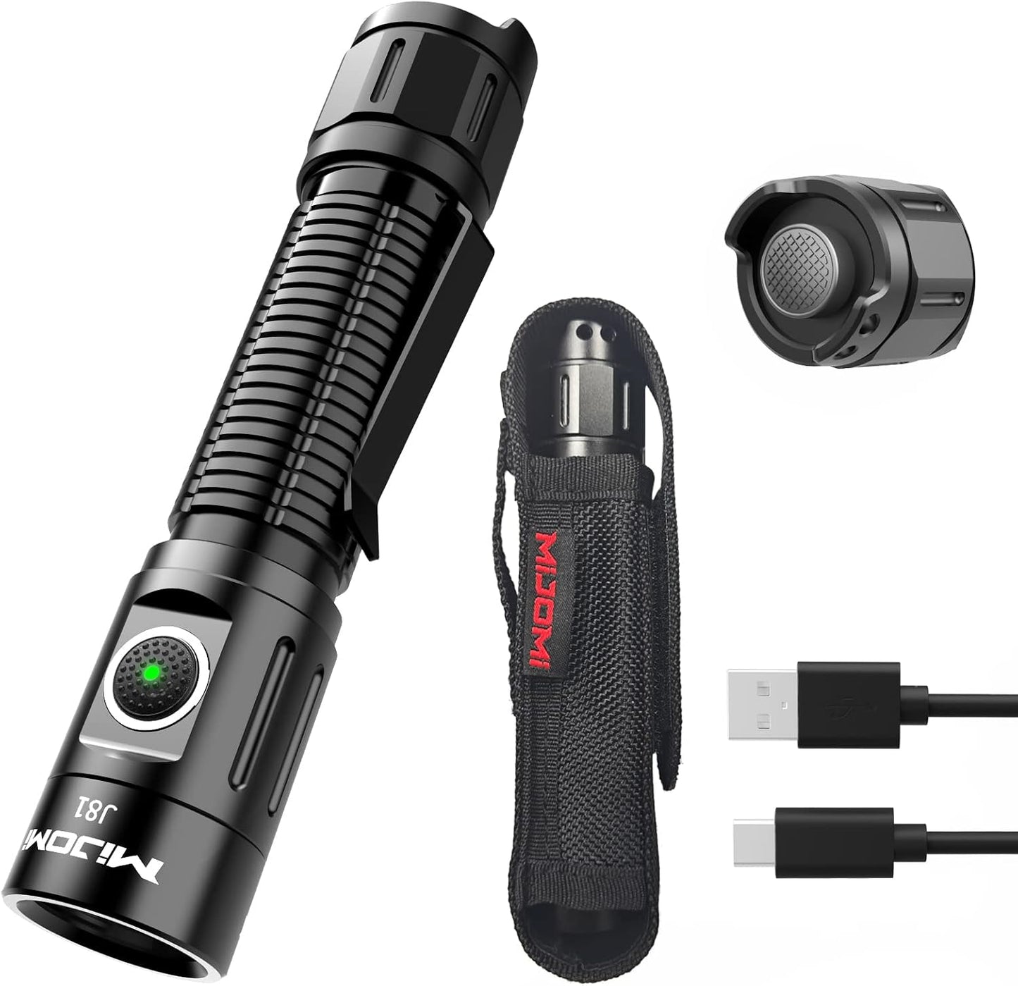 J81 Tactical Rechargeable Flashlight: 1300 Lumen Brightness