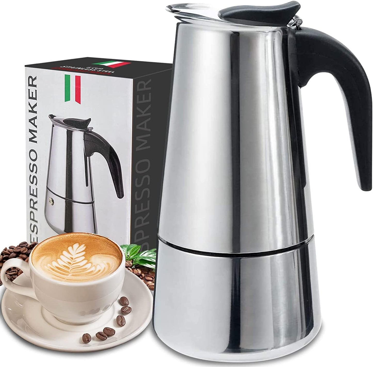 Conyee Stainless Steel Moka Pot: Rich 9-Cup Espresso!