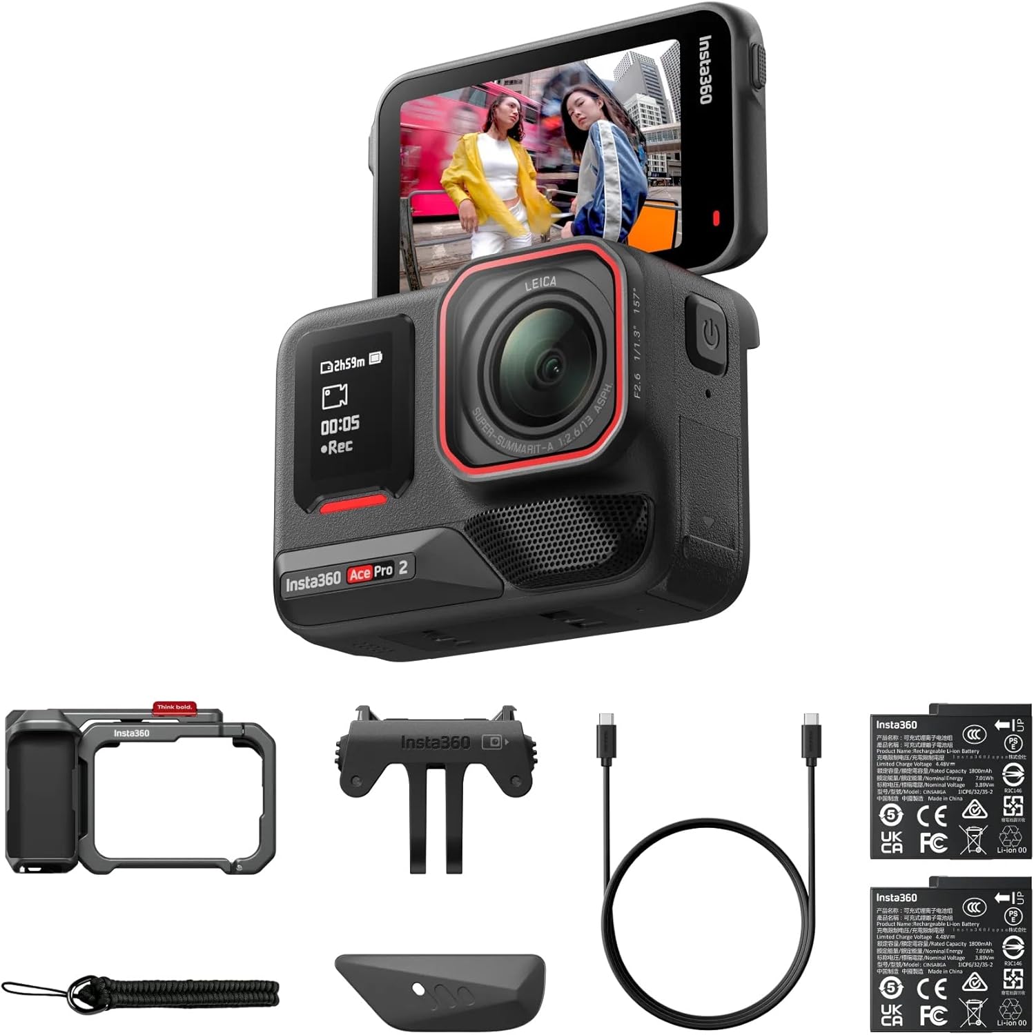 Insta360 Ace Pro 2 Action Camera with Dual Battery Bundle