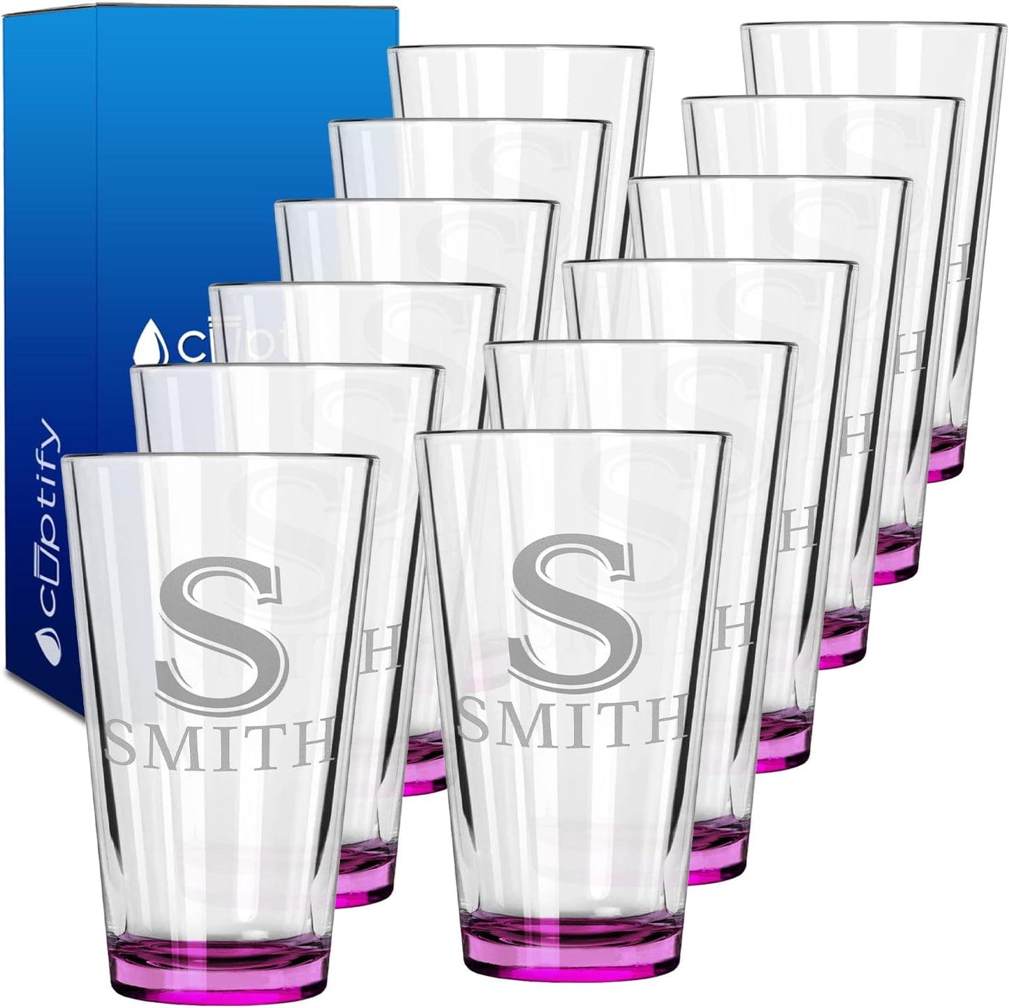 Personalized Beer Glasses Set of 12 by Cuptify for Gifts