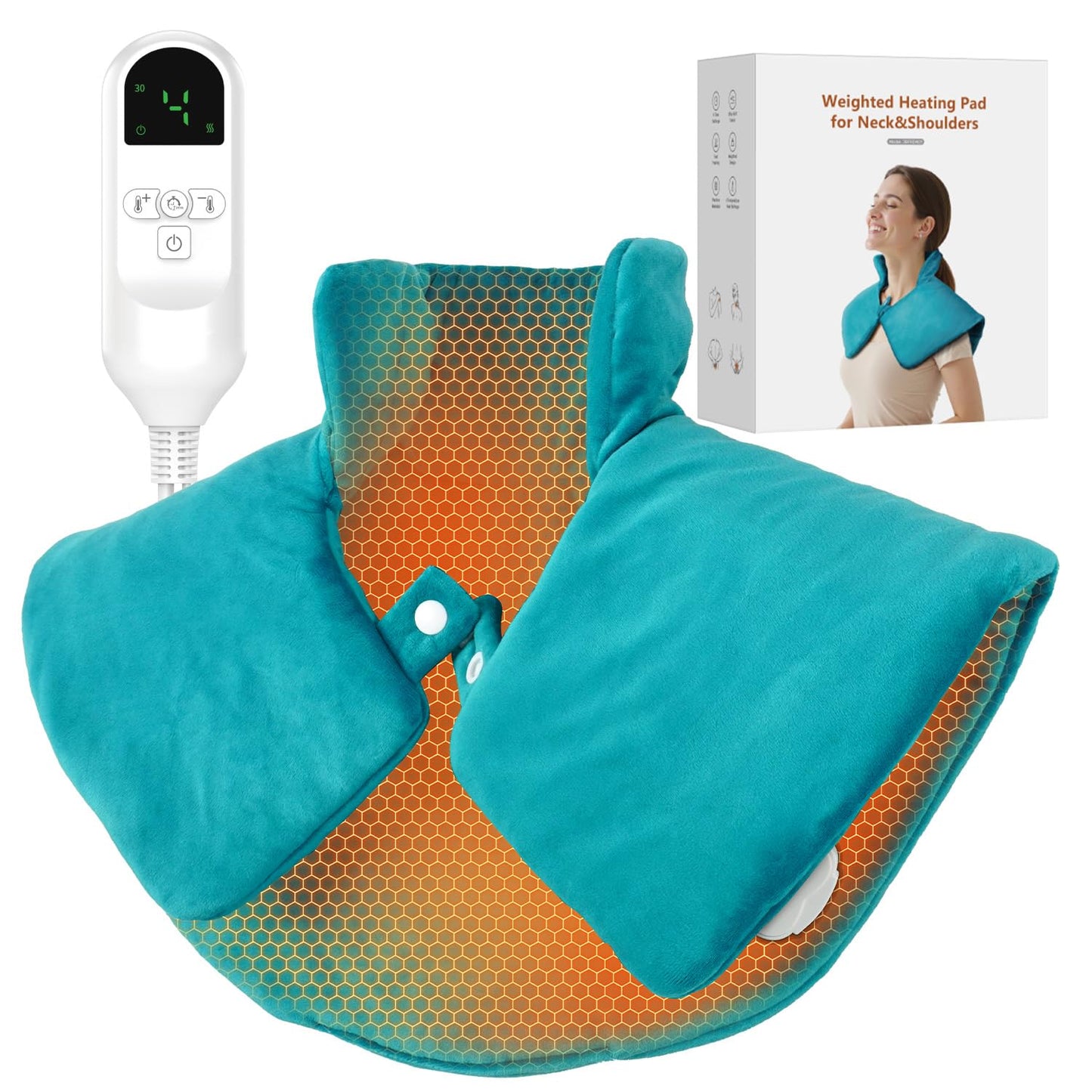 Weighted Heating Pad for Neck & Shoulders Pain Relief Wrap