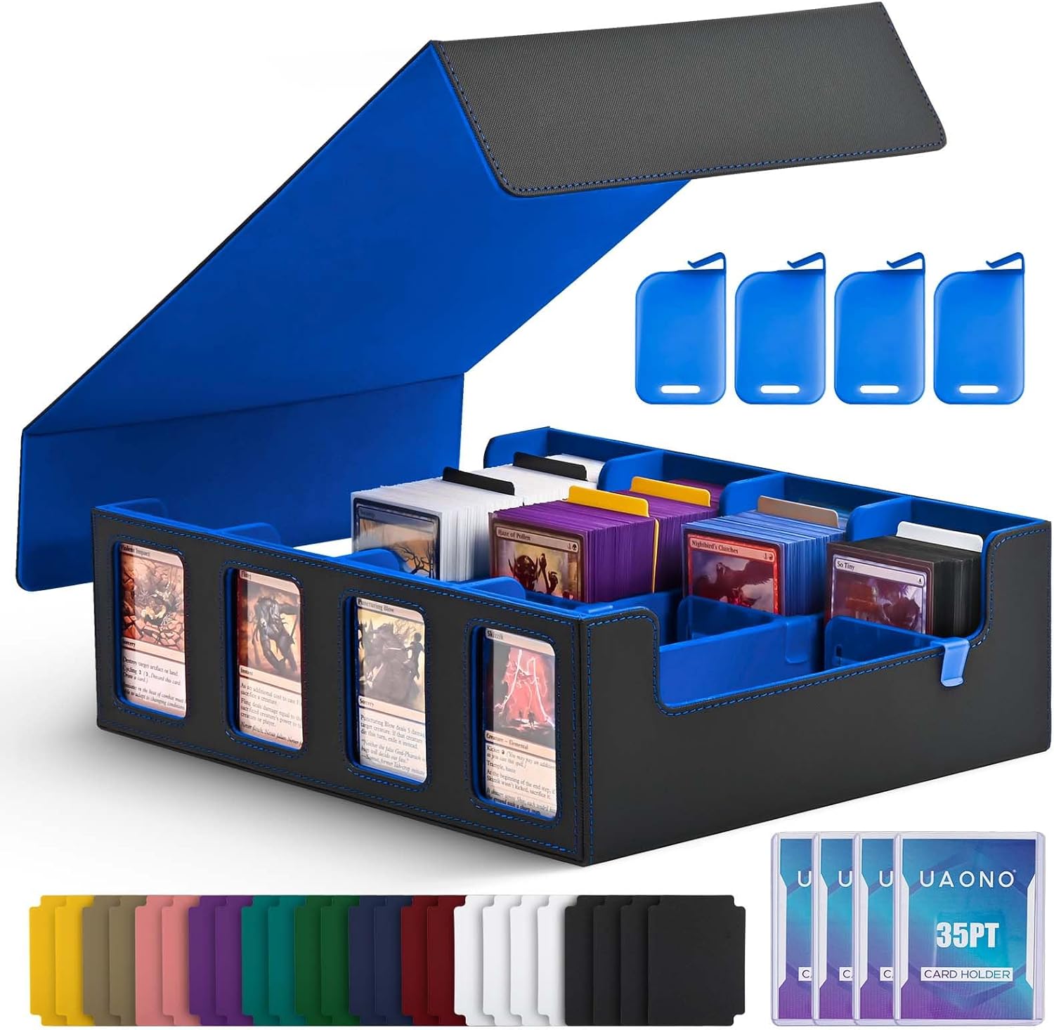 Trading Card Storage Box with Commander Display for MTG Decks