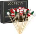 200 Christmas Cocktail Picks - Festive Bamboo Toothpicks!