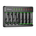 HiQuick 8 Bay Smart Battery Charger with AA & AAA Batteries - Fast