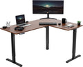 63 x 47 in L-Shaped Standing Desk Dark Walnut Top - Memory Lift