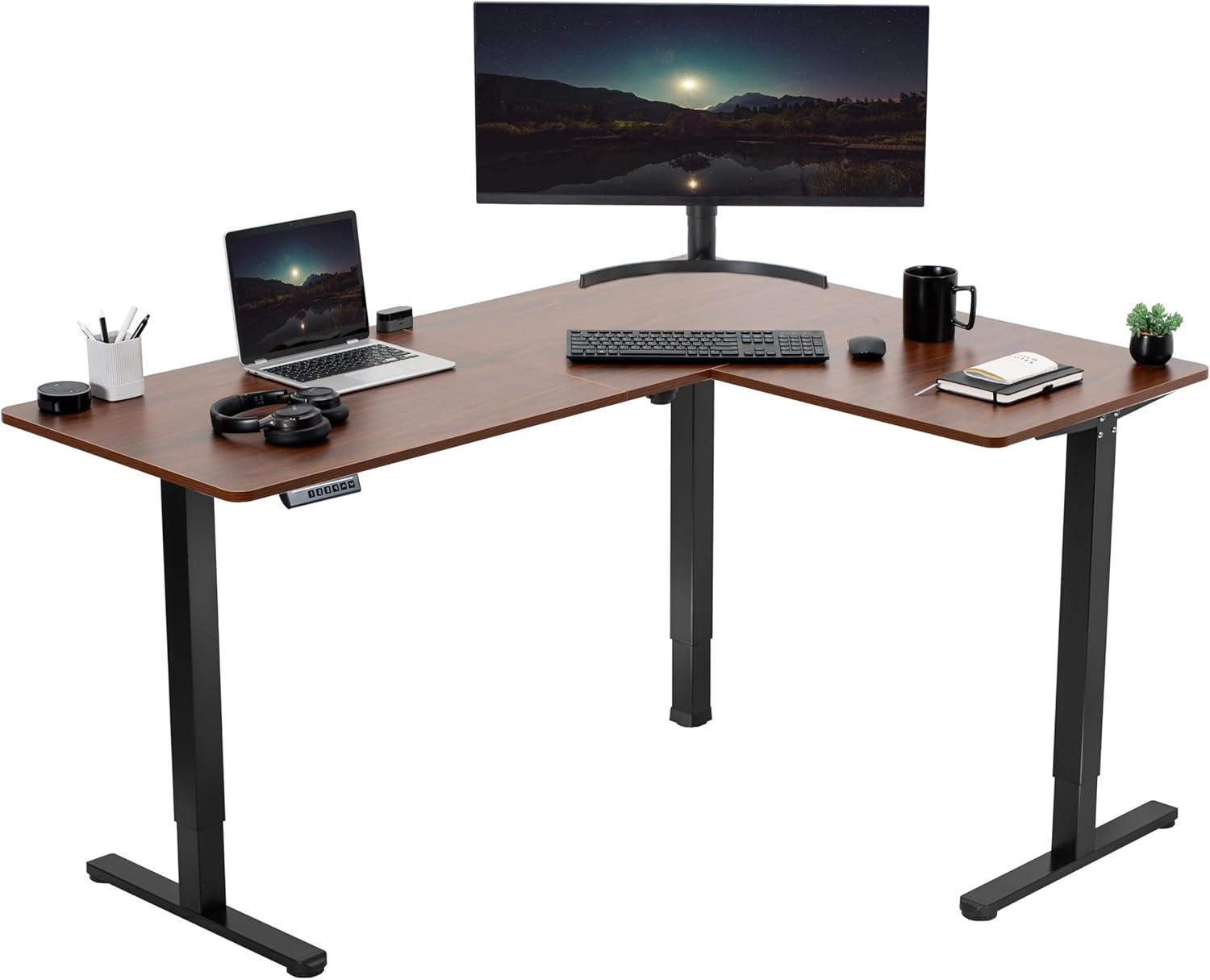 VIVO Electric Corner L-Shaped Standing Desk with Memory Control