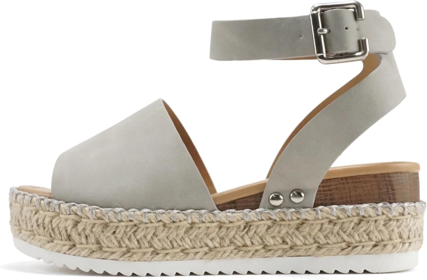 Soda Open Toe Buckle Ankle Strap Espadrilles Flatform Wedge Sandals