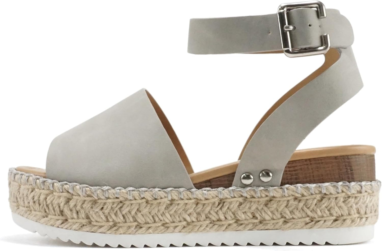 Soda Open Toe Buckle Ankle Strap Espadrilles Flatform Wedge Sandal