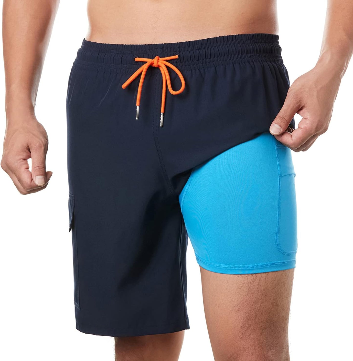 BRISIRA Mens Swim Trunks with Compression Liner for Comfort
