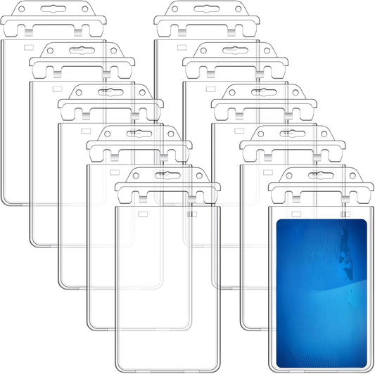 Tinlade 100 Pack Permanent Locking Hard Plastic Badge Holders