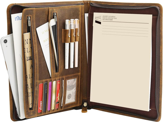 Ringsun Zippered Leather Portfolio: Organize in Style!