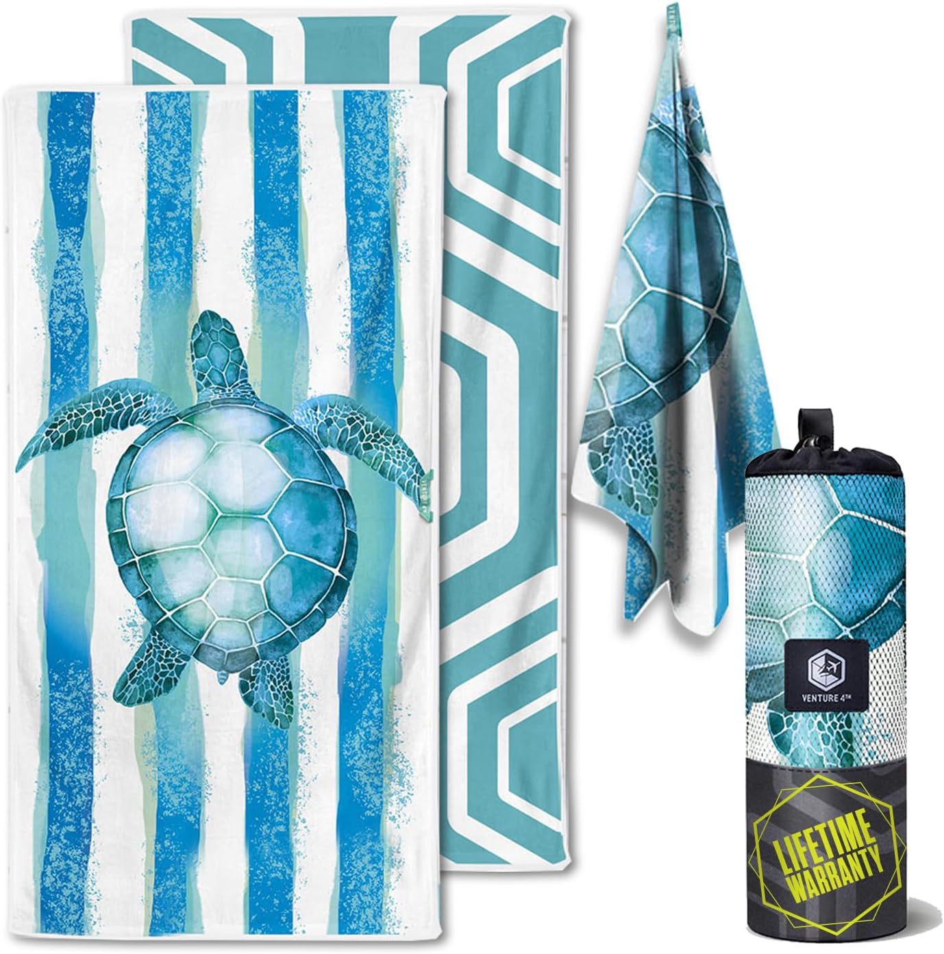 VENTURE 4TH Quick-Dry Striped Beach Towel