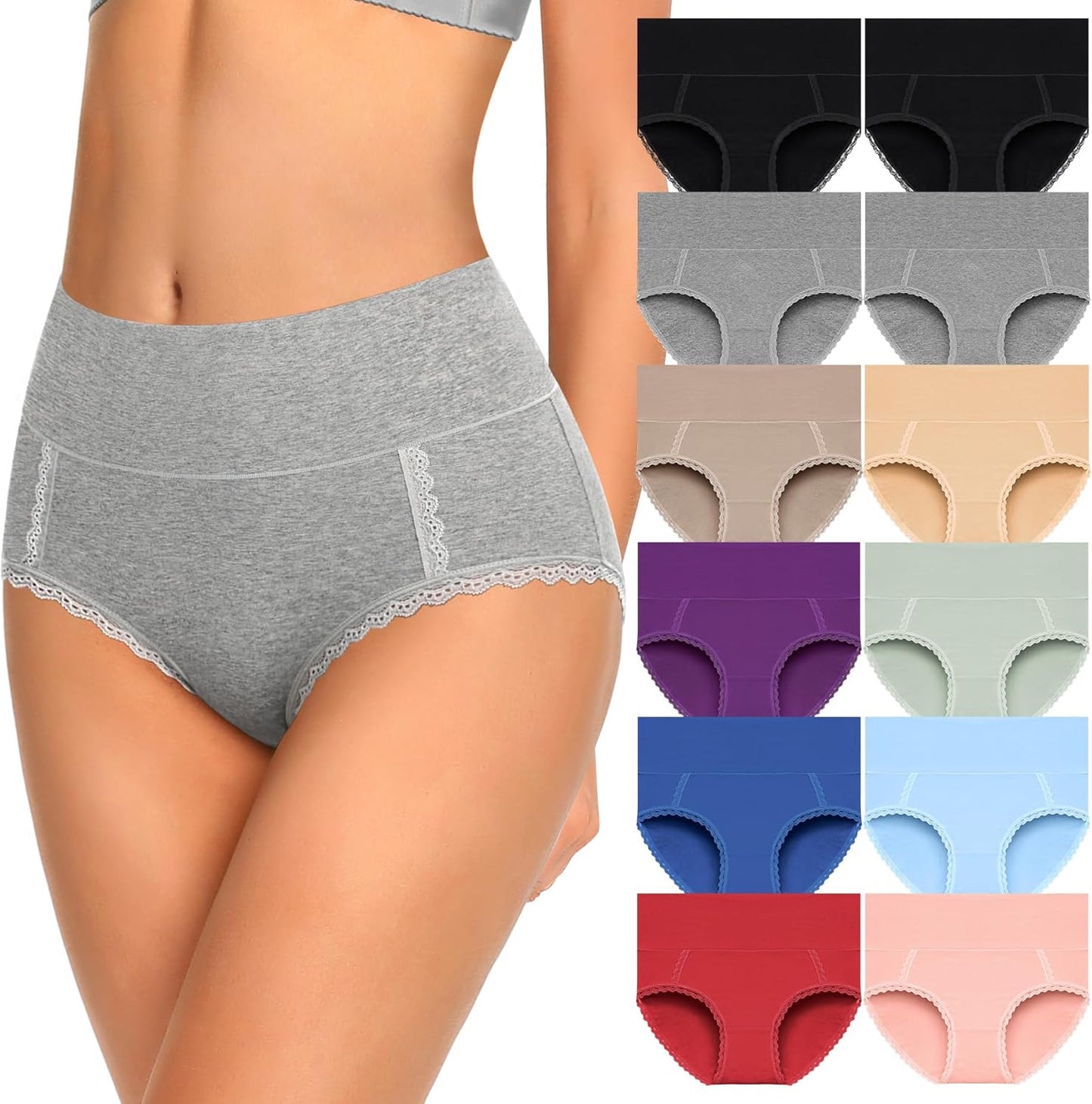 MISSWHO Cotton High Waisted Soft Womens Underwear Multipack