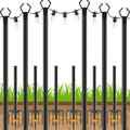 10ft Outdoor String Light Poles 6-Pack - Heavy Duty Fork & Deck Mount