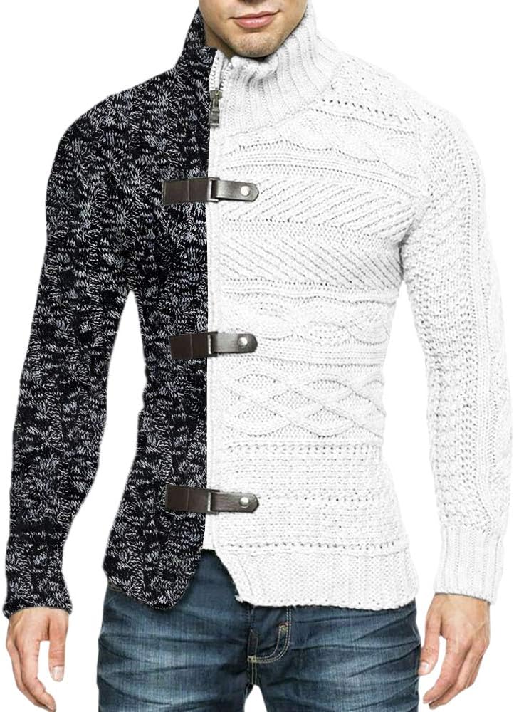 Karlywindow Men's Cable Knitted Cardigan Sweater for Style