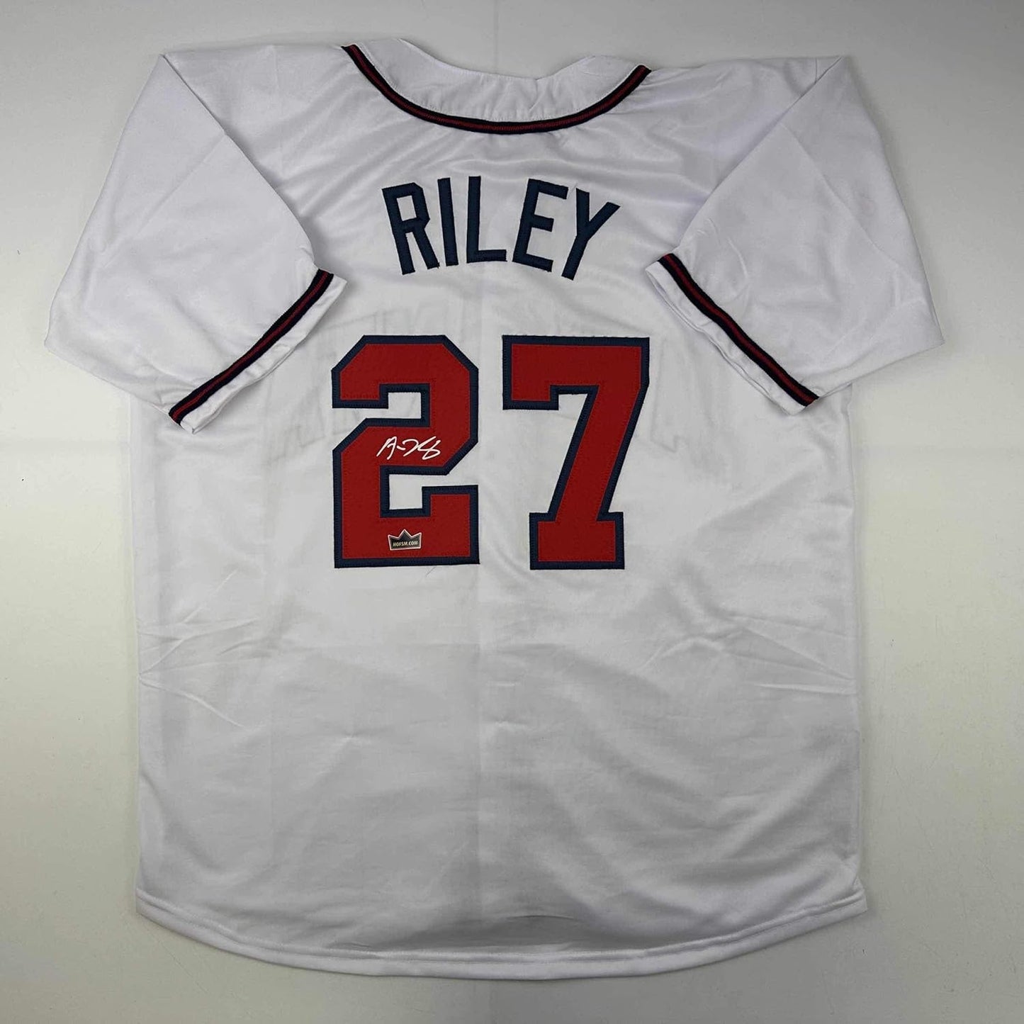 Facsimile Autographed Austin Riley Atlanta White Jersey XL