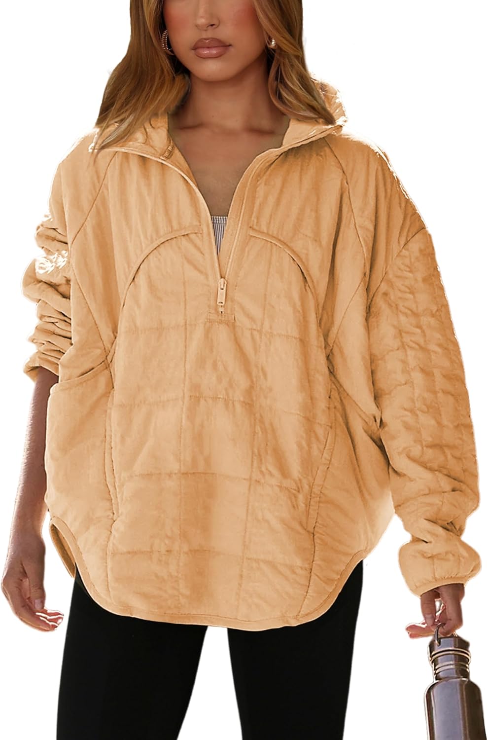 Daacee 2025 Oversized Lightweight Quilted Pullover Jacket