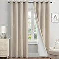 MIULEE Linen Textured Blackout Curtains for Bedroom 96 in Long