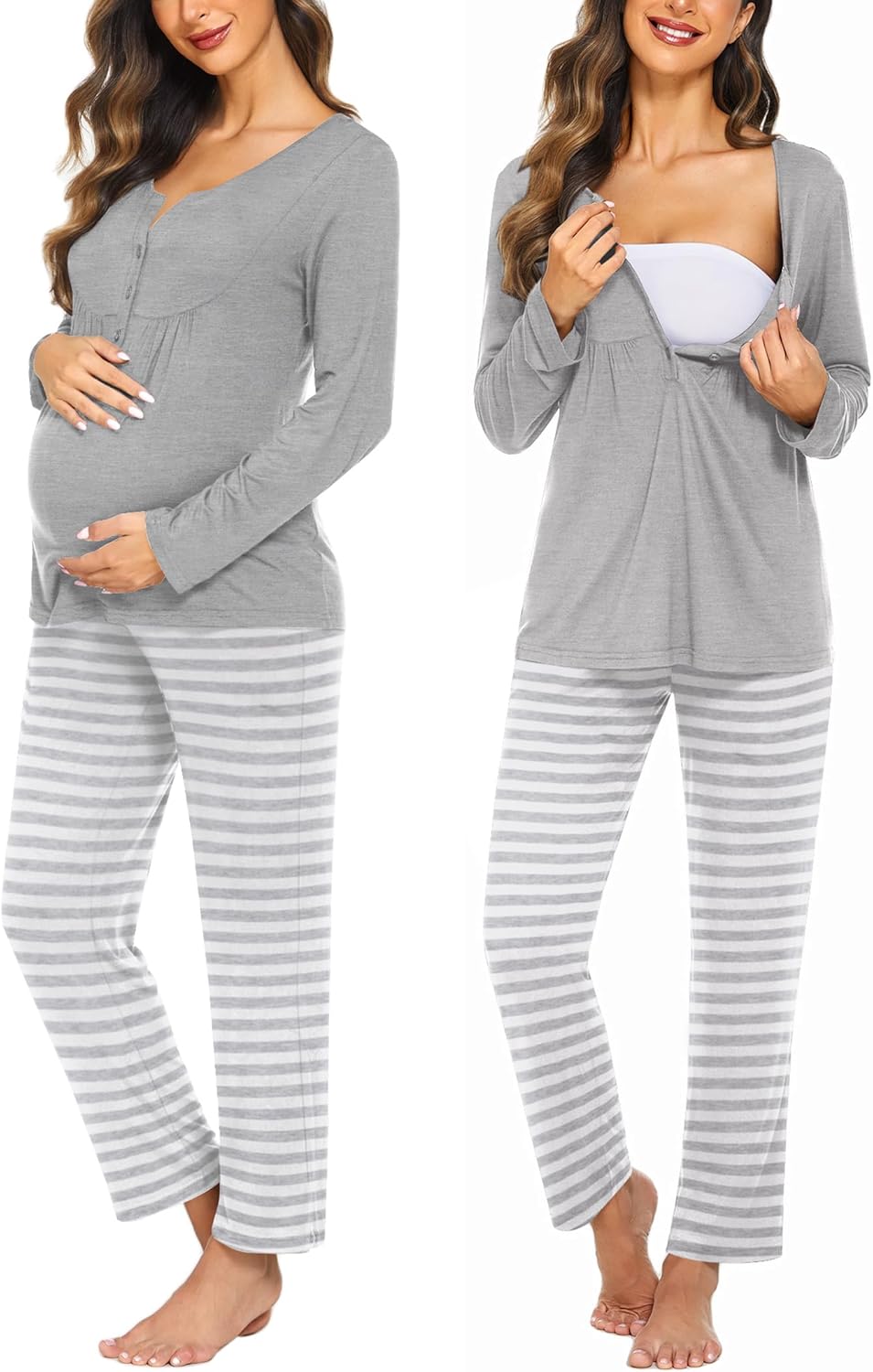Ekouaer Maternity Nursing Pajama Sets for Comfortable Sleep