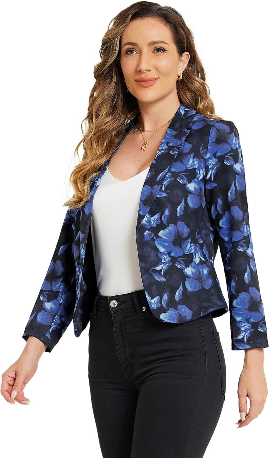 Allegra K Women's Open Front Crop Suit Blazer for Summer Style