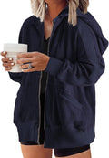 Plus Size Long Sleeve Zip Up Hooded Sweatshirt Jacket 1X-5X - Waffle