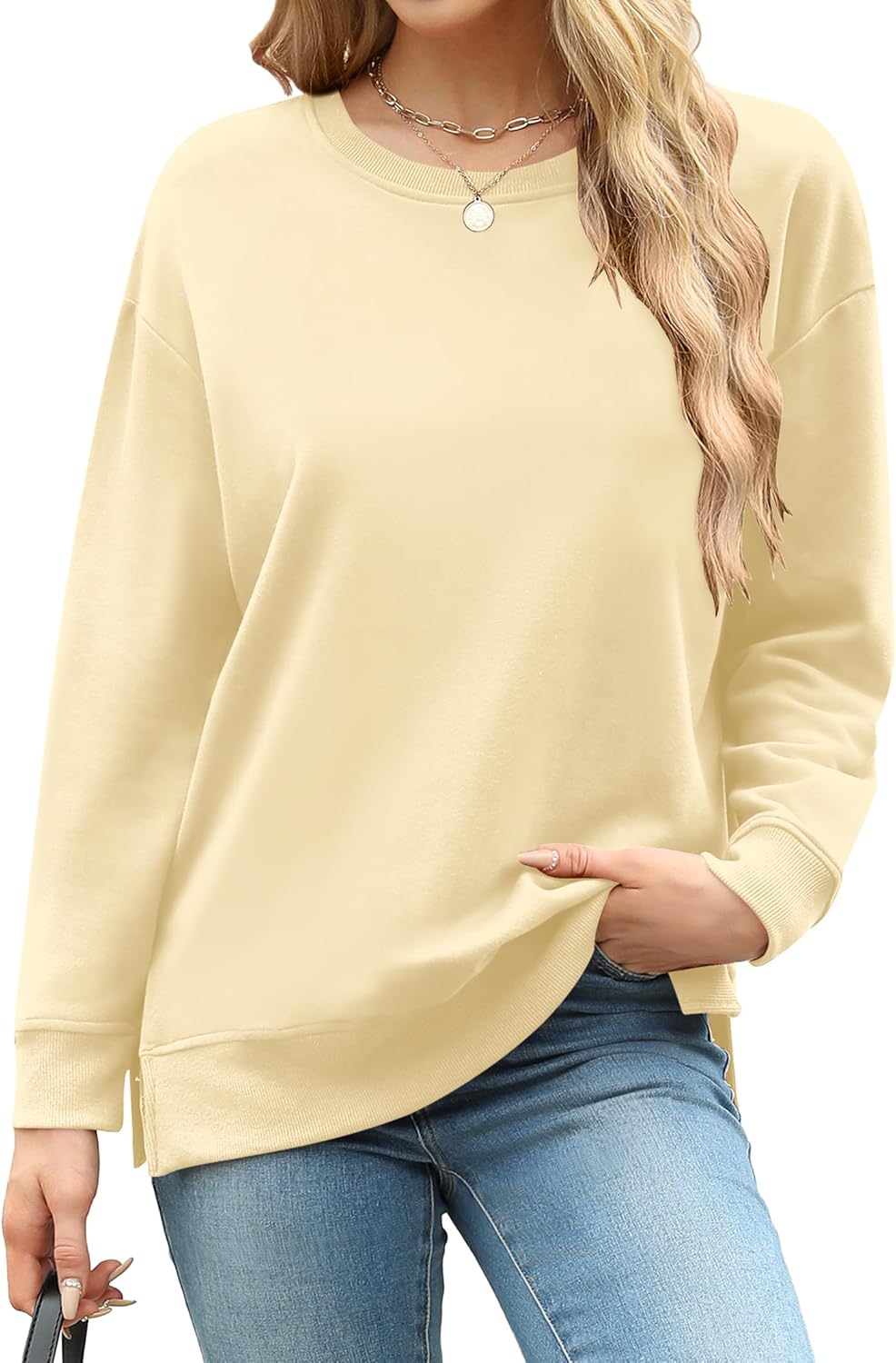 Cotton Crew Neck Sweatshirt for Casual Comfort