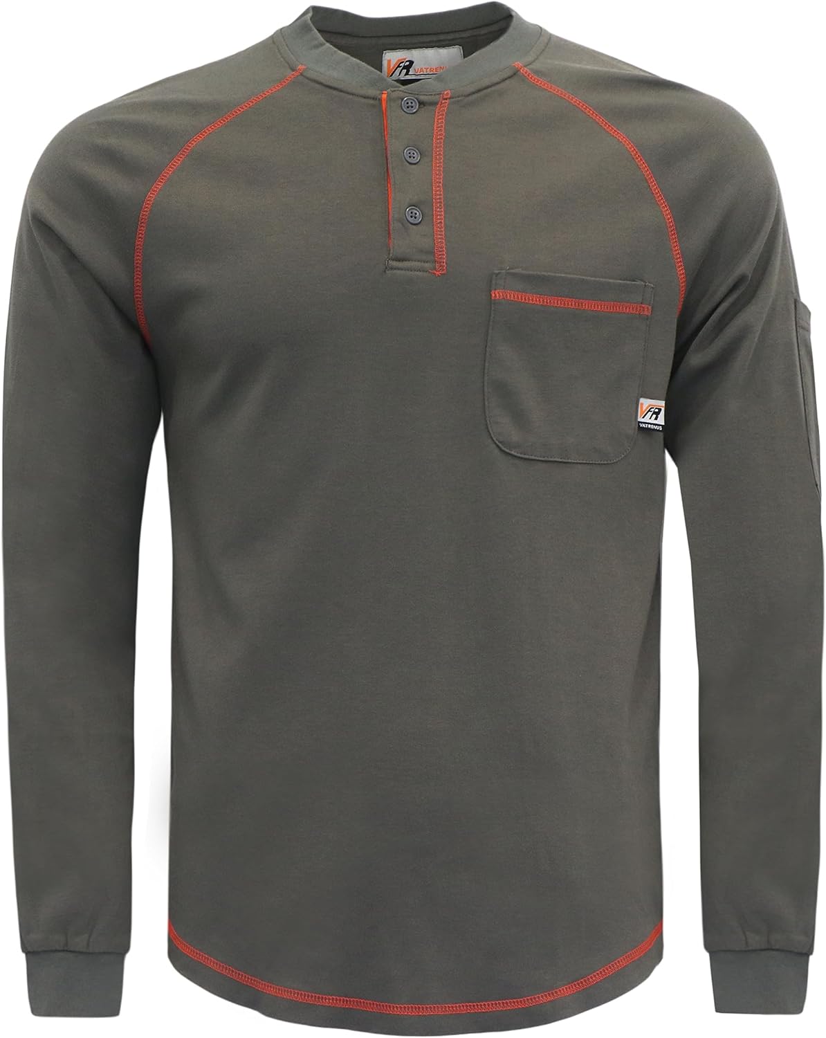 VATRENUS Flame Resistant Long Sleeve Henley Shirts for Safety