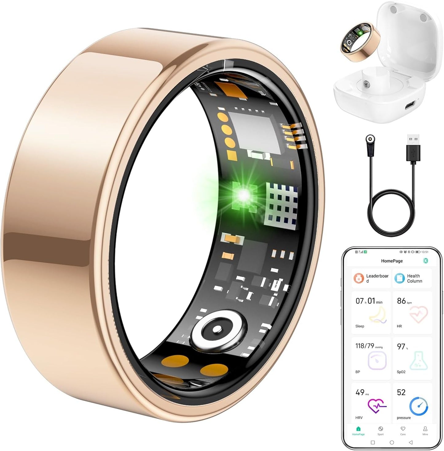 Ring Health Tracker for Women Men with Heart Rate Monitor