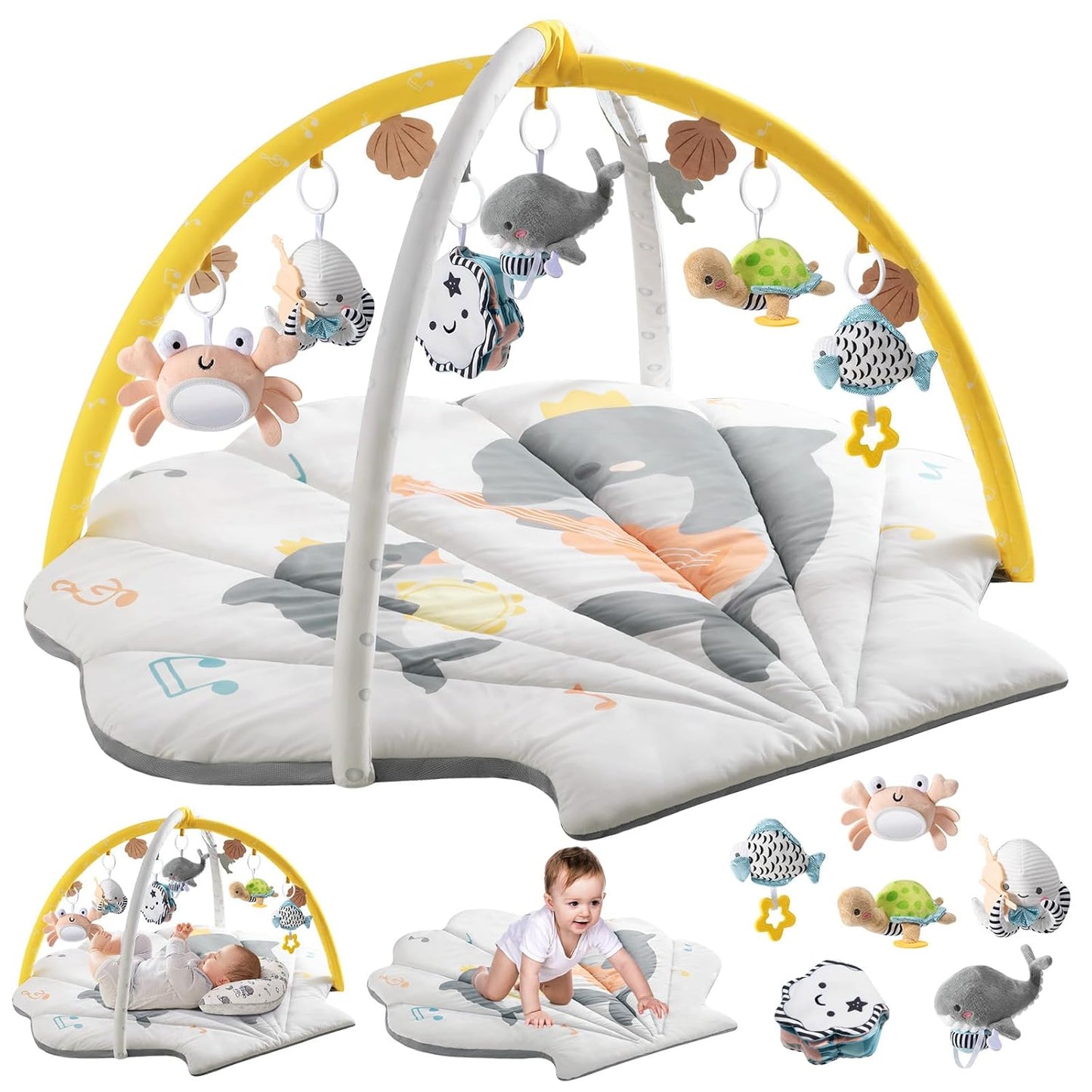 Tummy Time Play Mat with Toys - Motor Skill Development