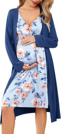 Maternity Nursing Gown and Robe Set - Comfortable Nursing (Style VVRZ)