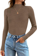 ZESICA Women's 2025 Fall Long Sleeve Turtleneck Slim Fit Tee - Soft