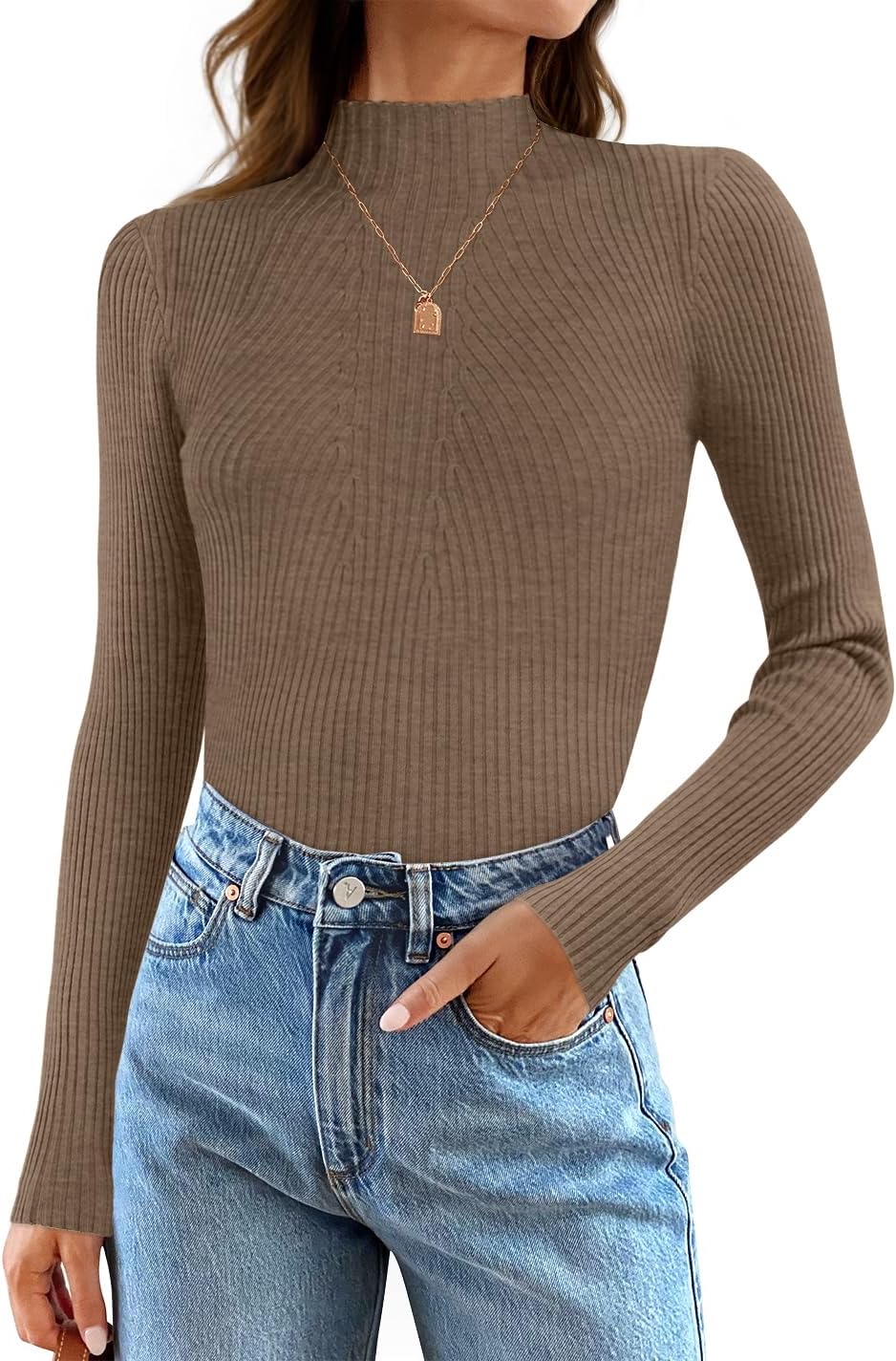 ZESICA Women's Fall Long Sleeve Turtleneck Slim Fit Sweater