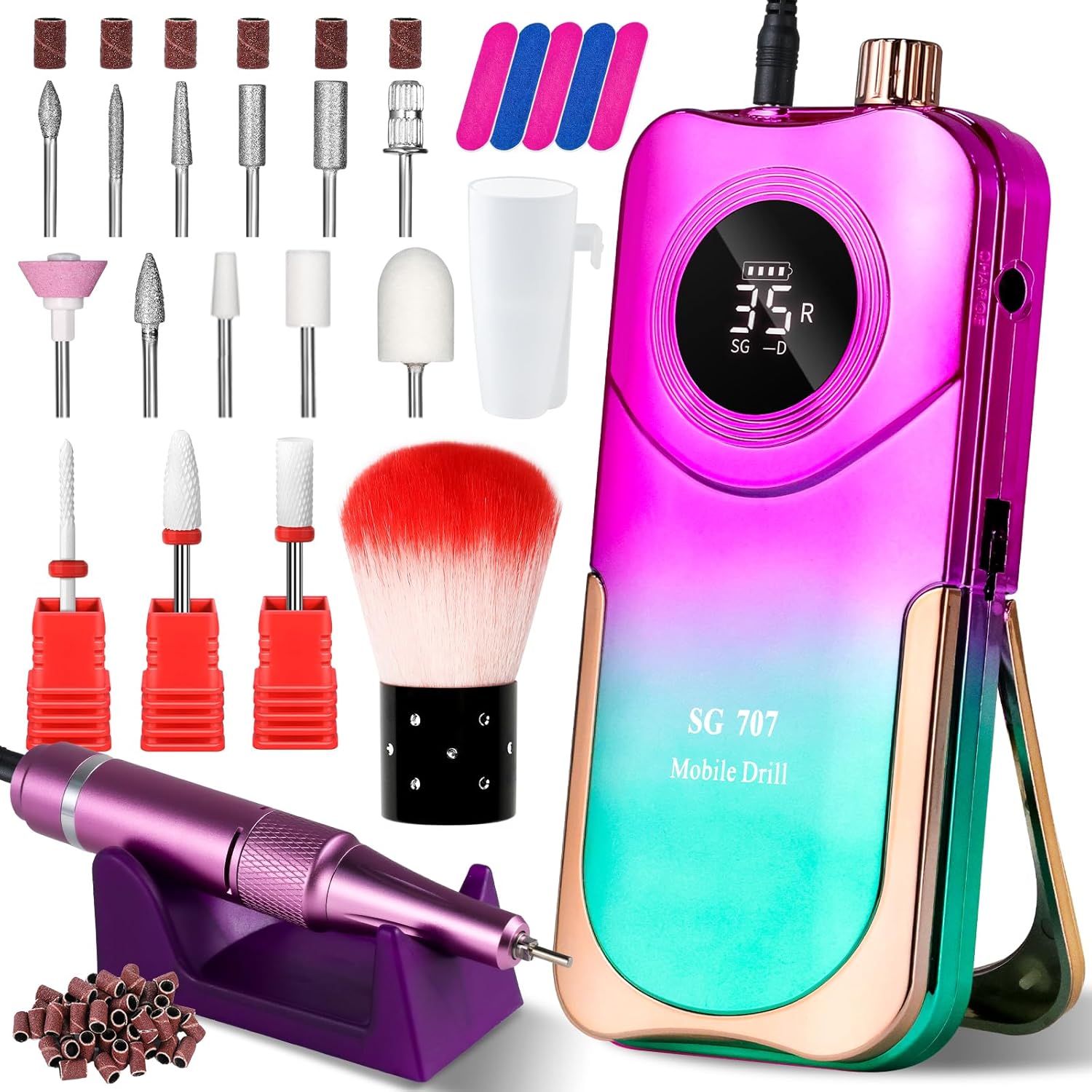 Portable Nail Drill Cordless 35000 RPM Electric Nail File
